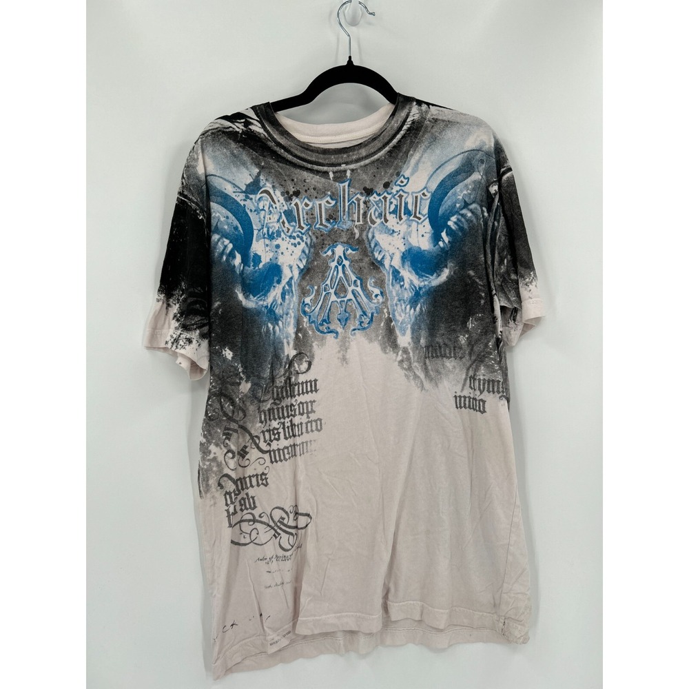Archaic Afflication Shirt Mens Size‎ 2Xl White Blue T-Shirt Grunge
